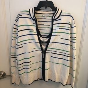 St. John White Pattern XL Knit Shell and Jacket